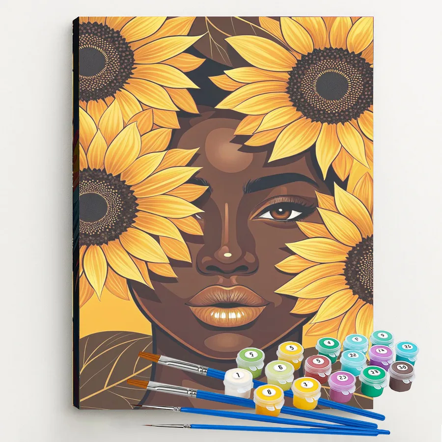 Negra com Girassóis