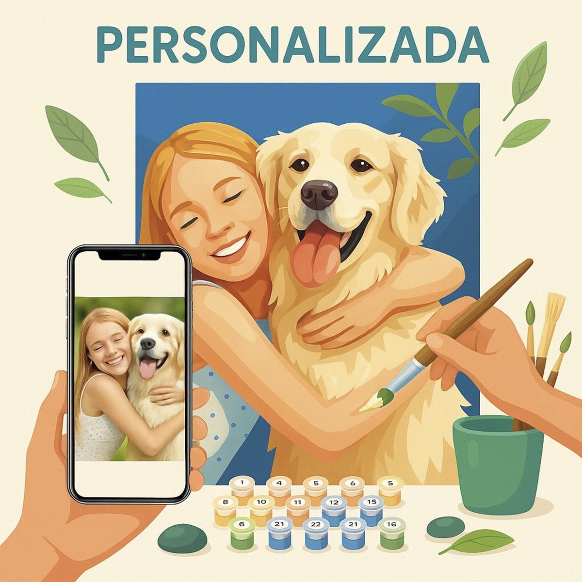 Envie a foto pelo telemóvel e receba a pintura personalizada